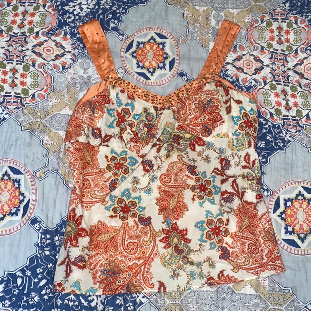 floral and sequin tank top